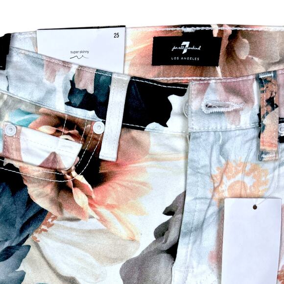 NWT 7 For All Mankind Ankle Skinny Floral Jeans Pants Size 25 $195 Retail - Picture 5 of 6